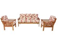 Conjunto de sofá 3 lugares e poltronas em madeira
