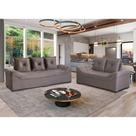 Conjunto de Sofá 3x2 Lugares Italia Design Estofados Cinza