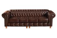 Conjunto de Sofá 4 Lugares e 2 Poltronas Chesterfield Luís Xv Marrom Café