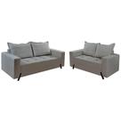 Conjunto de Sofá 8100 em Linho com 2 e 3 Lugares Boareto Cor Cinza