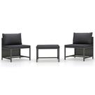 Conjunto de sofá ao ar livre Benzara Modular 3 peças de rattan cinza