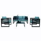 Conjunto de Sofá Belga com 2 Poltronas e Mesinha para Área Externa e Interna Conjunto de Sofá Belga com 2 Poltronas e Mesinha para Área Externa e Interna