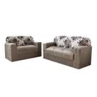 Conjunto de Sofá de 2 e 3 Lugares Bege Estampado