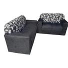 Conjunto de Sofá de 2 e 3 Lugares Preto Estampado