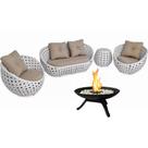 Conjunto de Sofá Duty com 2 Poltronas e Lareira para Jardim e Área Externa