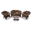 Conjunto de Sofá Fibra Sintética 19 - 1 Sofá 2 L + 2 Poltronas + 1 Mesa Centro - Tecido Maui Preto