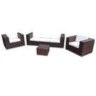 Conjunto de Sofá Fibra Sintética Argila Quadrado - 1 Sofá 3L + 2 Poltronas + 1 Mesa Centro - Tecido Duna Cru