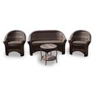Conjunto de Sofá Fibra Sintética Bali - 1 Sofá 2L + 2 Poltronas + 1 Mesa Centro - Tecido Duna Fendi