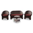 Conjunto de Sofá Fibra Sintética Bali - 1 Sofá 2L + 2 Poltronas + 1 Mesa Centro - Tecido Duna Vermelho
