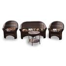 Conjunto de Sofá Fibra Sintética Bali - 1 Sofá 2L + 2 Poltronas + 1 Mesa Centro - Tecido Revieira Marrom Conjunto de Sofá Fibra Sintética Bali - 1 Sofá 2L + 2 Poltronas + 1 Mesa Centro - Tecido Revieira Marrom