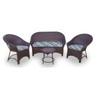 Conjunto de Sofá Fibra Sintética Bali Promo - 1 Sofá 2L + 2 Poltronas + 1 Mesa Centro - Tecido Costela de Adão Azul