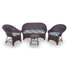 Conjunto de Sofá Fibra Sintética Bali Promo - 1 Sofá 2L + 2 Poltronas + 1 Mesa Centro - Tecido Costela de Adão Azul