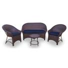 Conjunto de Sofá Fibra Sintética Bali Promo - 1 Sofá 2L + 2 Poltronas + 1 Mesa Centro - Tecido Duna Midnight
