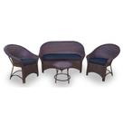 Conjunto de Sofá Fibra Sintética Bali Promo - 1 Sofá 2L + 2 Poltronas + 1 Mesa Centro - Tecido Duna Preto