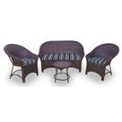 Conjunto de Sofá Fibra Sintética Bali Promo - 1 Sofá 2L + 2 Poltronas + 1 Mesa Centro - Tecido Friso Preto
