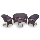 Conjunto de Sofá Fibra Sintética Bali Promo - 1 Sofá 2L + 2 Poltronas + 1 Mesa Centro - Tecido Maui Preto