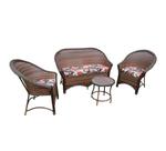 Conjunto de Sofá Fibra Sintética Bali Promo - 1 Sofá 2L + 2 Poltronas + 1 Mesa Centro - Tecido Maui Preto