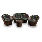 Conjunto de Sofá Fibra Sintética Bola - 1 Sofá 2 L + 2 Poltronas + 1 Mesa Centro - Tecido Acordes