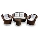 Conjunto de Sofá Fibra Sintética Bola - 1 Sofá 2 L + 2 Poltronas + 1 Mesa Centro - Tecido Duna Cru