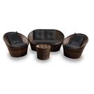 Conjunto de Sofá Fibra Sintética Bola - 1 Sofá 2 L + 2 Poltronas + 1 Mesa Centro - Tecido Duna Preto