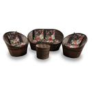 Conjunto de Sofá Fibra Sintética Bola - 1 Sofá 2 L + 2 Poltronas + 1 Mesa Centro - Tecido Maui Preto