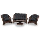 Conjunto de Sofá Fibra Sintética Bruxelas - 1 Sofá 2 L + 2 Poltronas + 1 Mesa Centro - Tecido Duna Preto Conjunto de Sofá Fibra Sintética Bruxelas - 1 Sofá 2 L + 2 Poltronas + 1 Mesa Centro - Tecido Duna Preto