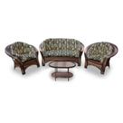 Conjunto de Sofá Fibra Sintética Cairo - 1 Sofá 2 L + 2 Poltronas + 1 Mesa Centro - Tecido Corda Náutica
