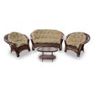 Conjunto de Sofá Fibra Sintética Cairo - 1 Sofá 2 L + 2 Poltronas + 1 Mesa Centro - Tecido Duna Deserto