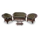 Conjunto de Sofá Fibra Sintética Cairo - 1 Sofá 2 L + 2 Poltronas + 1 Mesa Centro - Tecido Duna Fendi