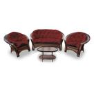 Conjunto de Sofá Fibra Sintética Cairo - 1 Sofá 2 L + 2 Poltronas + 1 Mesa Centro - Tecido Duna Vermelho