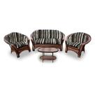 Conjunto de Sofá Fibra Sintética Cairo - 1 Sofá 2 L + 2 Poltronas + 1 Mesa Centro - Tecido Illimani Preto