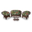 Conjunto de Sofá Fibra Sintética Cairo - 1 Sofá 2 L + 2 Poltronas + 1 Mesa Centro - Tecido Saquarema
