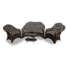Conjunto de Sofá Fibra Sintética Janaína - 1 Sofá 2L + 2 Poltronas + 1 Mesa Centro - Tecido Duna Fendi