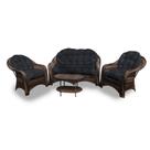 Conjunto de Sofá Fibra Sintética Janaína - 1 Sofá 2L + 2 Poltronas + 1 Mesa Centro - Tecido Duna Preto Conjunto de Sofá Fibra Sintética Janaína - 1 Sofá 2L + 2 Poltronas + 1 Mesa Centro - Tecido Duna Preto