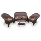 Conjunto de Sofá Fibra Sintética Karibe - 1 Sofá 2L + 2 Poltronas + 1 Mesa Centro - Tecido Maui Preto