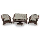 Conjunto de Sofá Fibra Sintética Melo - 1 Sofá 2 L + 2 Poltronas + 1 Mesa Centro - Tecido Cabanas