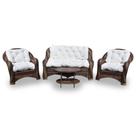 Conjunto de Sofá Fibra Sintética Melo - 1 Sofá 2 L + 2 Poltronas + 1 Mesa Centro - Tecido Duna Cru Conjunto de Sofá Fibra Sintética Melo - 1 Sofá 2 L + 2 Poltronas + 1 Mesa Centro - Tecido Duna Cru