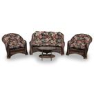 Conjunto de Sofá Fibra Sintética Melo - 1 Sofá 2 L + 2 Poltronas + 1 Mesa Centro - Tecido Maui Preto