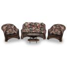 Conjunto de Sofá Fibra Sintética Melo - 1 Sofá 2 L + 2 Poltronas + 1 Mesa Centro - Tecido Maui Preto