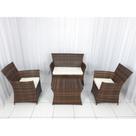 Conjunto de Sofá Fibra Sintética Milano - 1 Sofá 2L + 2 Poltronas + 1 Mesa de Centro Quadrada - Tecido Duna Cru Conjunto de Sofá Fibra Sintética Milano - 1 Sofá 2L + 2 Poltronas + 1 Mesa de Centro Quadrada - Tecido Duna Cru