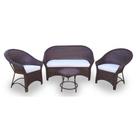 Conjunto de Sofá Fibra Sintética Munique - 1 Sofá 2L + 2 Poltronas + 1 Mesa Centro - Tecido Duna Cru