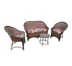 Conjunto de Sofá Fibra Sintética Munique - 1 Sofá 2L + 2 Poltronas + 1 Mesa Centro - Tecido Maui Preto