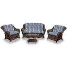 Conjunto de Sofá Fibra Sintética Naja - 1 Sofá 2 L + 2 Poltronas + 1 Mesa Centro - Tecido Alanta