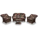 Conjunto de Sofá Fibra Sintética Naja - 1 Sofá 2 L + 2 Poltronas + 1 Mesa Centro - Tecido Maui Preto
