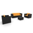 Conjunto de Sofá Fibra Sintética Preta Quadrado - 1 Sofá 3L + 2 Poltronas + 1 Mesa Centro - Tecido Lisato Mostarda Conjunto de Sofá Fibra Sintética Preta Quadrado - 1 Sofá 3L + 2 Poltronas + 1 Mesa Centro - Tecido Lisato Mostarda