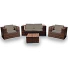 Conjunto de Sofá Fibra Sintética Quadrado - 1 Sofá 2L+ 2 Poltronas + 1 Mesa Centro - Duna Fendi