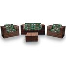 Conjunto de Sofá Fibra Sintética Quadrado - 1 Sofá 2L + 2 Poltronas + 1 Mesa Centro - Tecido Acordes