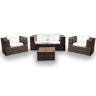 Conjunto de Sofá Fibra Sintética Quadrado - 1 Sofá 2L + 2 Poltronas + 1 Mesa Centro - Tecido Duna Cru