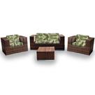 Conjunto de Sofá Fibra Sintética Quadrado - 1 Sofá 2L + 2 Poltronas + 1 Mesa Centro - Tecido Kauai Conjunto de Sofá Fibra Sintética Quadrado - 1 Sofá 2L + 2 Poltronas + 1 Mesa Centro - Tecido Kauai