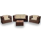 Conjunto de Sofá Fibra Sintética Quadrado - 1 Sofá 2L + 2 Poltronas + 1 Mesa Centro - Tecido Mykono Conjunto de Sofá Fibra Sintética Quadrado - 1 Sofá 2L + 2 Poltronas + 1 Mesa Centro - Tecido Mykono